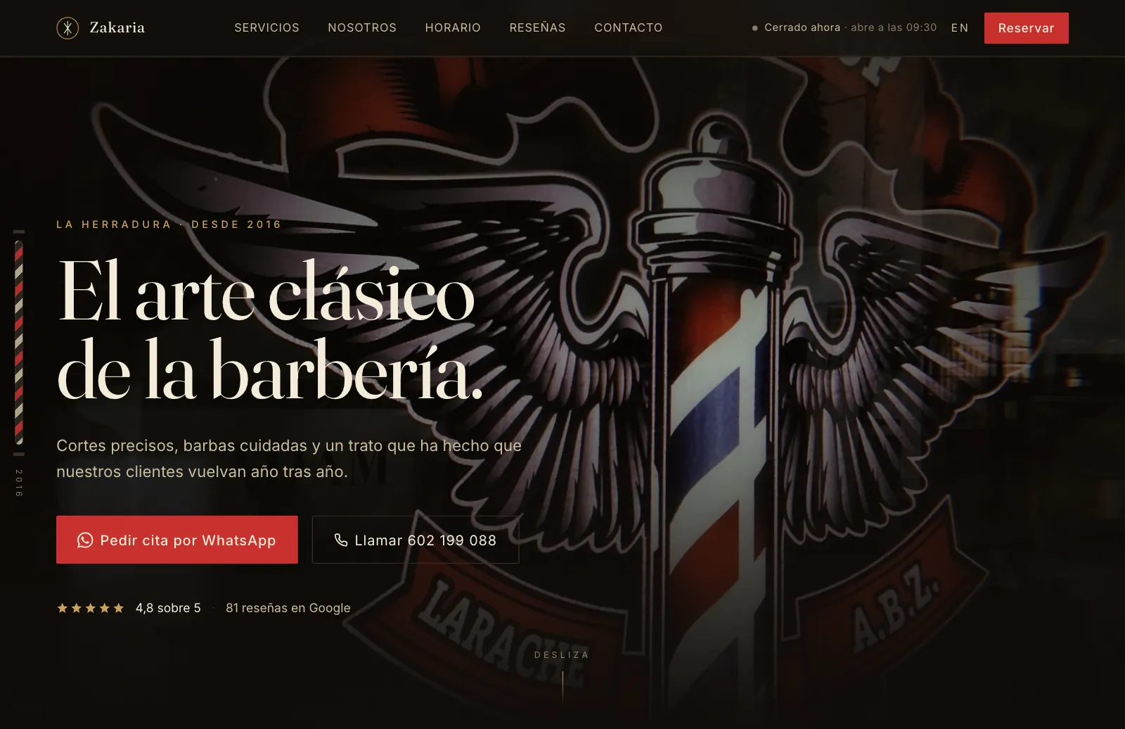 La web de Barbería Zakaria